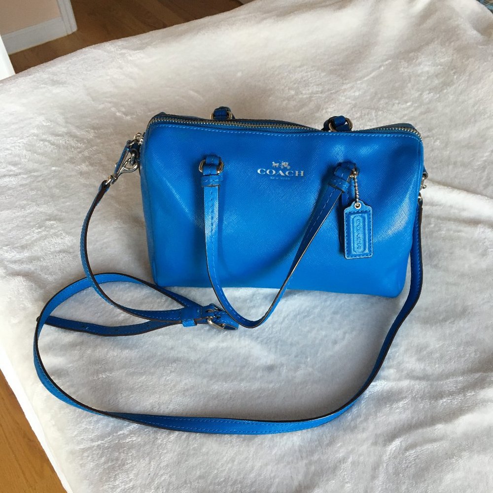 Coach Blue Leather Crossbody mini shoulder bag - Picture 4 of 8
